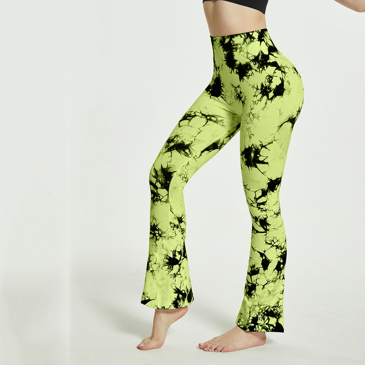Fashion Tie Dye Printed Yoga Bell-Bottomed Pants Seamless High Waist Quick-drying Fitness Running Sports Leggings Women Flares Fashion Tie Dye Printed Yoga Bell-Bottomed Pants Seamless High Waist Quick-drying Fitness Running Sports Leggings Women Flares